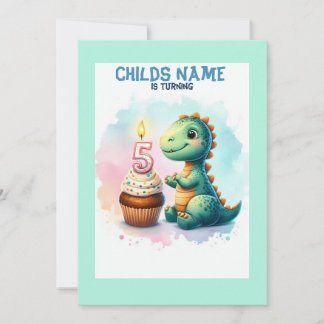 Dino Turning 5 Geburtstag Einladung