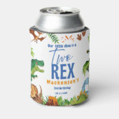 Dino Two rex 2nd boy Dinosaur birthday party Dosenkühler (Kanne Rückseite)