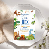 Dino Two rex 2nd boy Dinosaur birthday party Einladung