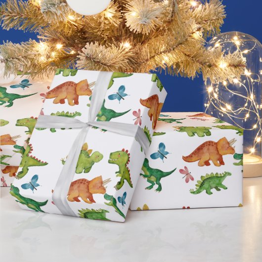 Dino Two rex 2nd boy Dinosaur birthday party Geschenkpapier (Feiertage)