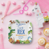 Dino Two rex 2nd boy Dinosaur birthday party Pappteller (Party)