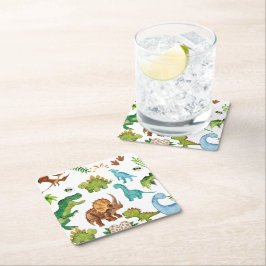 Dino Two rex 2nd boy Dinosaur birthday party Rechteckiger Pappuntersetzer