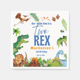 Dino Two rex 2nd boy Dinosaur birthday party Serviette