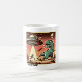 Dino UFO Selfie: Vintage Panik (Tasse, T-Shirt Tas Kaffeetasse