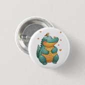 Dino und kleine Vogelfreunde Button (Vorne & Hinten)