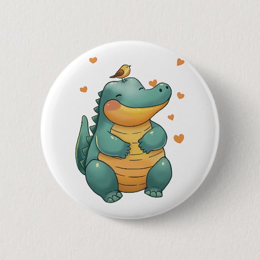 Dino und kleine Vogelfreunde Button (Vorderseite)