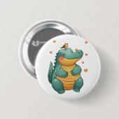 Dino und kleine Vogelfreunde Button (Vorne & Hinten)
