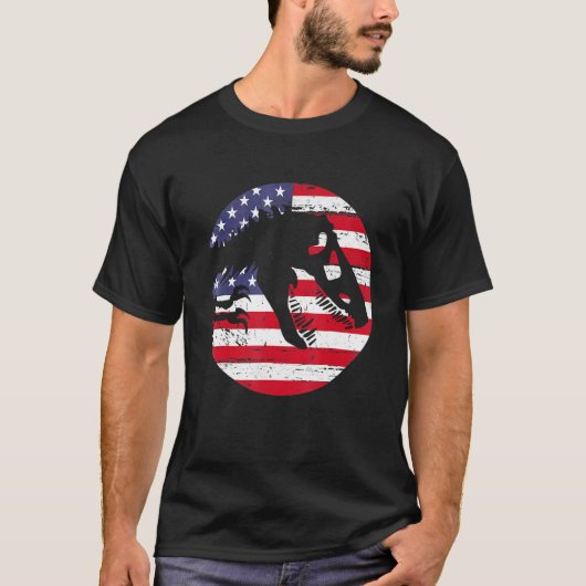 Dino USA Flag Patriotic Dinosaur Rex 4th Of July T-Shirt (Vorderseite)