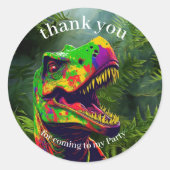 Dino Vielen Dank Kinder Jungle Runder Aufkleber (Vorderseite)