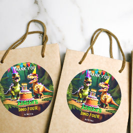 Dino vier Dinosaurier Geburtstag danke Ihnen für Runder Aufkleber
