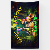 Dino vier Dinosaurier Geburtstagsgeschenk Banner (Vertikal)