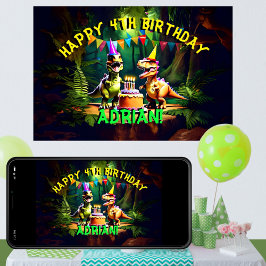 Dino vier Dinosaurier Geburtstagsgeschenk Poster