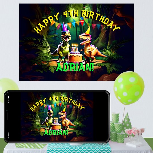 Dino vier Dinosaurier Geburtstagsgeschenk Poster