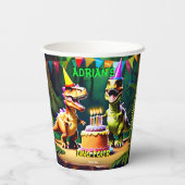 Dino vier Dinosaurier Geburtstagsgeschirr Pappbecher (Rückseite)
