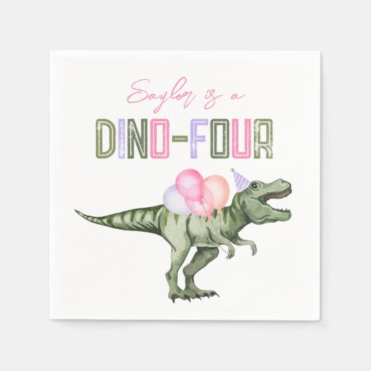 Dino-Vier-Party-Papier Napkins Serviette (Vorderseite)