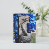 Dino-Vogel-Mixed-Media-Collage Postkarte (Stehend Vorderseite)