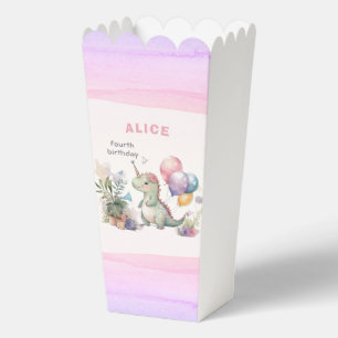 Dino Watercolor Girl Pink Geburtstag Geschenkschachtel