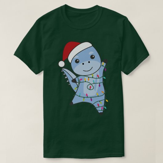 Dino Weihnachten Tiere Fairy Lights Dino T-Shirt (Design vorne)