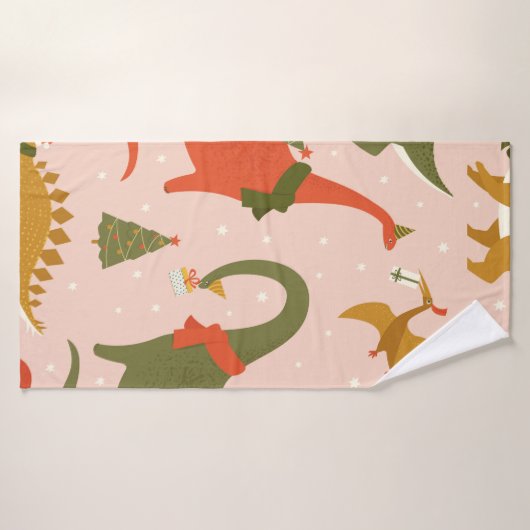 Dino Weihnachts Party Tree Rex. Dinosaurier in San Badehandtuch (Badehandtuch)