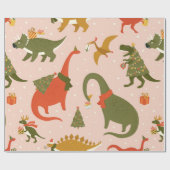 Dino Weihnachts Party Tree Rex. Dinosaurier in San Geschenkpapier (Flach)