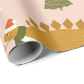 Dino Weihnachts Party Tree Rex. Dinosaurier in San Geschenkpapier (Rolleneckpunkt)