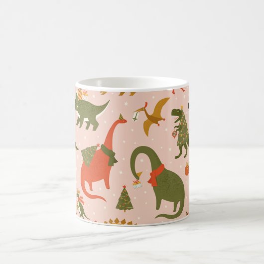 Dino Weihnachts Party Tree Rex. Dinosaurier in San Kaffeetasse (Mittel)