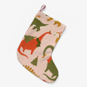 Dino Weihnachts Party Tree Rex. Dinosaurier in San Kleiner Weihnachtsstrumpf (Vorderansicht (hängend))