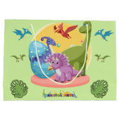 Dino-Welt-Illustration Große Geschenktüte (Rückseite)