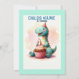 Dino wird 4 Geburtstag Einladung