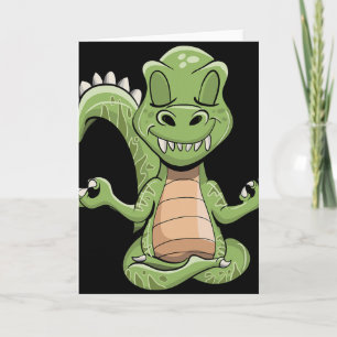 Dino Yoga Dinosaurier Drache meditierender T-Rex Y Karte