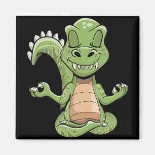 Dino Yoga Dinosaurier Drache meditierender T-Rex Y Magnet