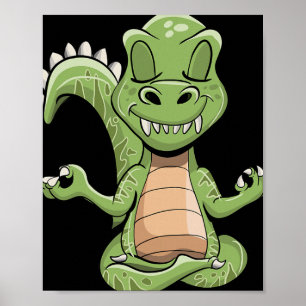 Dino Yoga Dinosaurier Drache meditierender T-Rex Y Poster