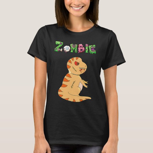 Dino Zombie  Humor Halloween T-Shirt (Vorderseite)