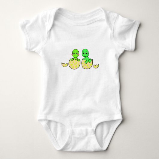Dino-Zwillinge Baby Strampler (Vorderseite)