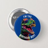 Dinoasur Cool T Rex BIRTHDAY Boy Button (Vorne & Hinten)