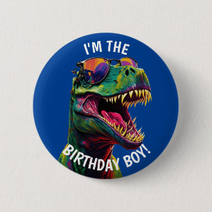 Dinoasur Cool T Rex BIRTHDAY Boy Button