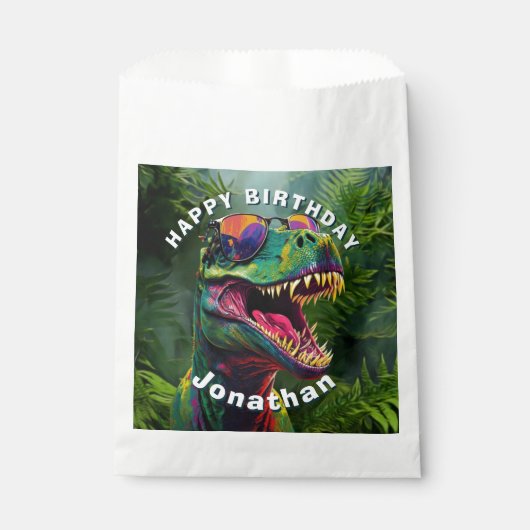 Dinoasur Cool T Rex Jungle Happy Birthday Geschenktütchen (Vorderseite)