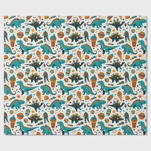 Dinoaur-Muster-Wrapping-Papier für funky Kid Geschenkpapier (Flach)
