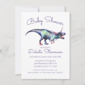 Dinocorn Babydusche | Farbenfrohe Einhorn Dinosaur Einladung (Vorderseite)