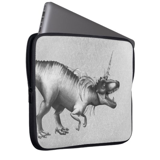 Dinocorn Chrome | Silver Unicorn Horned Dinosaurie Laptopschutzhülle (Vorne Rechts)