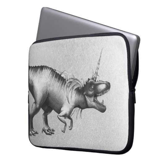 Dinocorn Chrome | Silver Unicorn Horned Dinosaurie Laptopschutzhülle (Vorderseite Links)