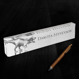 Dinocorn Chrome | Silver Unicorn Horned Dinosaurie Namensplakette