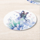 Dinocorn Crystal Dinosaur Unicorn Fantasy Unisaur Runder Pappuntersetzer (Angewinkelt)