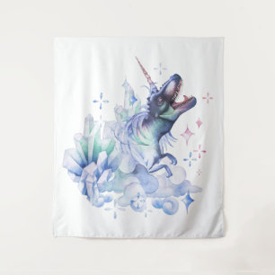 Dinocorn Crystal Dinosaur Unicorn Fantasy Unisaur Wandteppich