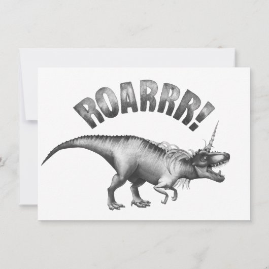 Dinocorn Crystal | Silver Monochrome Birthday Einladung (Rückseite)