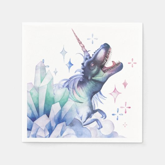 Dinocorn Crystal | Unicorn Dinosaur Mystical Party Serviette (Vorderseite)