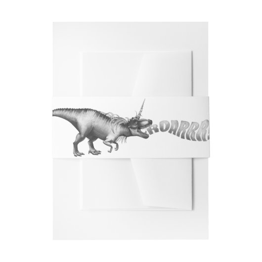 Dinocorn Roar | Silver Monochrome Minimal Wordart Einladungsbanderole (Vorderseite Beispiel)