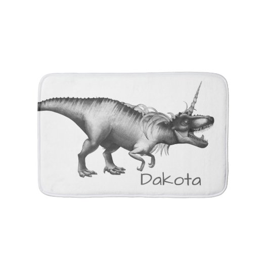 Dinocorn Silver | Fantasy Unicorn Horned Dinosauri Badematte (Vorderseite)