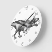 Dinocorn Silver | Fantasy Unicorn Horned Dinosauri Runde Wanduhr (Winkel)