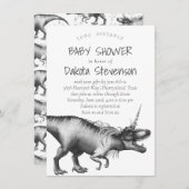 Dinocorn Silver | Niedliche Babydusche mit langer Einladung (Vorne/Hinten)
